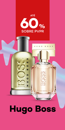 Marca Hugo Boss com destaque promocional de até 60% sobre preço de Venda ao Público Recomendado